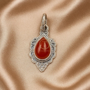 Red Carnelian 925 Sterling Silver Handmade Statement Pendant Red Stone Pendant Carnelian Yellow Gold Rose Gold Pendant Gift Jewelry For Her