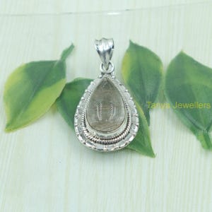 Pingente de quartzo rutilo dourado em prata esterlina 925, lindo colar de declaração, joia de presente ideal para mulheres, joia exclusiva para ela