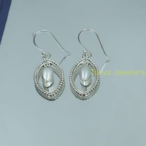 Natural Fresh Water Pearl Earrings, 925 Sterling Silver Earrings, Dangle Earrings, Gemstone Earrings Pearl Jewelry Wedding Jewelry for Women