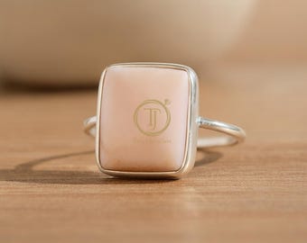 Anello in opale rosa, anello in argento sterling 925, anello autentico, anello minimalista, anello con pietra portafortuna di ottobre, anello placcato in oro giallo e oro rosa con opale