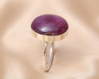 Star Ruby Gemstone Ring Pure 925 Sterling Silver Handmade Ring Ruby Rose Gold Yellow Gold Plated Ring Pink Stone Ring Star Ruby Gift Jewelry