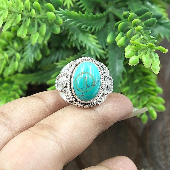 Blue Turquoise Ring 925 Sterling Silver Ring Handmade Statement