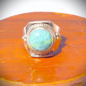 Natural Larimar Gemstone Ring, 925 Sterling Silver Ring, Handmade Ring, Statement Ring, Boho Rings, Larimar Gift Jewelry for Men and Women