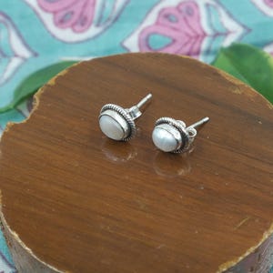 Natural Freshwater Pear Stud Earrings, 925 Sterling Silver Stud Earrings for, Studs for Women, Ear Studs, Christmas Birthday  Gift for Women