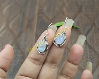 The Moonstone Earrings 925 Sterling Silver Earrings Dangle Earrings Dangling Earrings Moonstone Jewelry Handmade Gemstone Earrings For Women