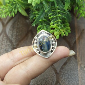Natural Kyanite Stone Ring 925 Sterling Silver Ring Handmade Stacking Ring Boho Design Rings Kyanite Jewelry Christmas Birthday Gift For Her