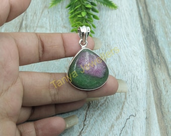 Ruby Zoisite Pendant Pure 925 Sterling Silver Handmade Pendant Gemstone Pendant Ruby Zoisite Jewelry Valentines Day Gift Jewelry For Women