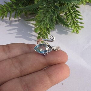 Natural Top Quality Blue Topaz Ring Pure 925 Sterling Silver Blue Gemstone Ring Statement Ring Blue Topaz Jewelry Gift for Her Women Wife