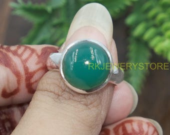 Top Quality Green Onyx 925 Sterling Silver Ring Statement Ring Handmade Design Ring Gemstone Ring Green Onyx Jewelry Christmas Gift For Wife