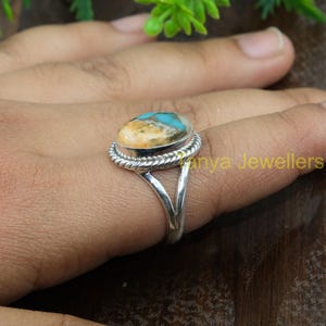 Orange Spiny Oyster Turquoise Gemstone Ring 925 Sterling Silver Ring Handmade Design Ring Promise Ring Boho Ring Turquoise Jewelry For Her