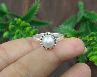 Natural Freshwater Pearl Ring, 925 Sterling Silver Ring, Engagement Ring, Wedding Ring, Pearl Jewelry, Engagement Ring, Gift for Women