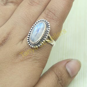 Vintage Sterling Silver 92.5 Natural Moonstone Ring Handmade Ring Statement Ring  Moonstone Jewelry Christmas Gift for Women Girlfriend,