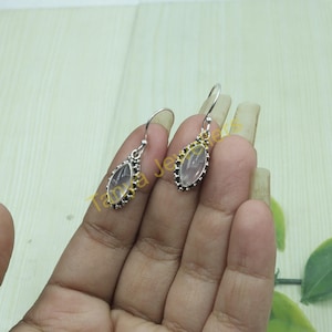 Rose Quartz 925 Sterling Silver Handmade Drop Dangle Earrings Pink Stone Earrings Rose Quartz Jewelry Valentines Day Gift Jewelry For Wife