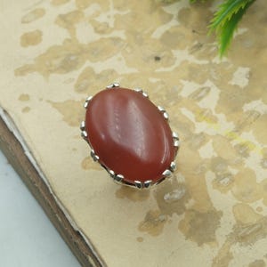 Natural Red Carnelian Ring Red Stone Ring 925 Sterling Silver Ring for woman Adjustable Ring Handmade Engagement Ring Gift for Wife and Him