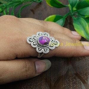 Lila Kupfer Türkis Ring 925 Sterling Silber Ring Statement Ring Handmade Design Ring Edelsteinring Türkis Schmuck Geschenk für Sie