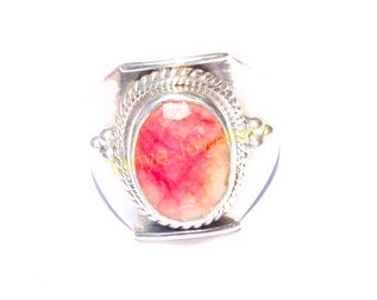 Pink Ruby Gemstone Ring 925 Sterling Silver Ring Pink Stone Ring for woman  Handmade Wedding Ring Christmas Birthday Gift Jewelry for Women