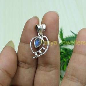 Blue Fire Labradorite Gemstone Pendant Necklace 925 Sterling Silver Pendant Statement Pendant Labradorite Jewelry Gift for Wife Girlfriend