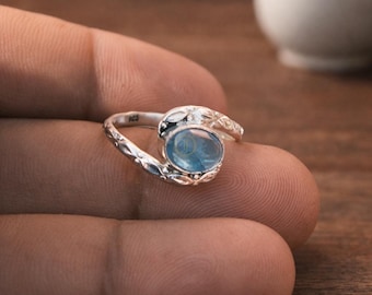 Blue Kyanite Ring, Blue Stone Ring, 925 Sterling Silver Ring, Yellow & Rose Gold Plated Ring, Boho Promise Ring, Valentines Day Gift Jewelry