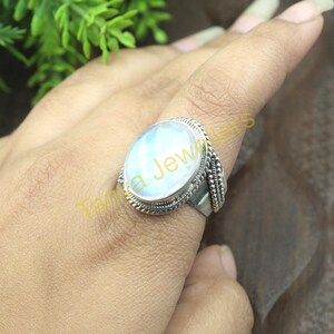 Moonstone Ring 925 Sterling Silver Ring Handmade Stacking Ring Boho Ring Gemstone Ring Moonstone Jewelry Birthday Anniversary Gift For Women