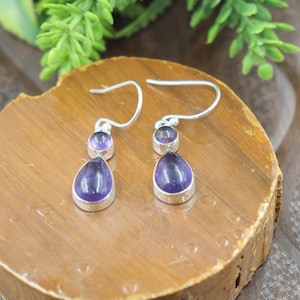 Amethyst Ohrringe Lila Stein Ohrringe 925 Sterling Silber Ohrringe Handgemachte Ohrringe Amethyst Ohrringe Weihnachten Geburtstag Geschenk Schmuck
