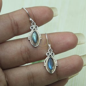 Blue Labradorite Gemstone Earrings 925 Sterling Silver Handmade Earring Dangle Earrings Labradorite Jewelry Christmas Gift Jewelry For Women
