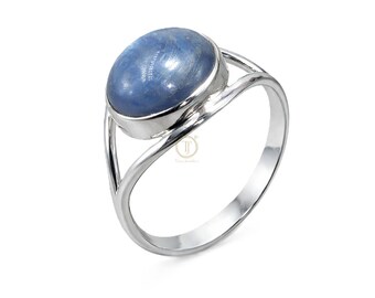 Natural Blue Kyanite 925 Sterling Silver Ring Yellow & Rose Gold Plated Ring Handmade Boho Statement Ring Kyanite Gift Jewelry For Women