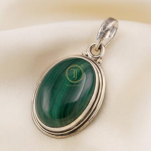 Green Malachite Pendant 925 Sterling Silver Pendant Healing Gemstone Pendant Rose Gold Yellow Gold Plated Pendant Jewelry Gift For Women