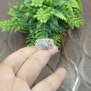 Blue Australian Opal Gemstone Ring 925 Sterling Silver Ring Handmade Statement Ring Wedding Design Ring Australian Opal Gift Jewelry For Her