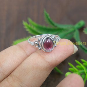 Natural Garnet Ring, Red Stone Ring, 925 Sterling Silver Ring, Engagement Ring, Silver Design Ring, Garnet Jewelry, Birthday Gift for Her