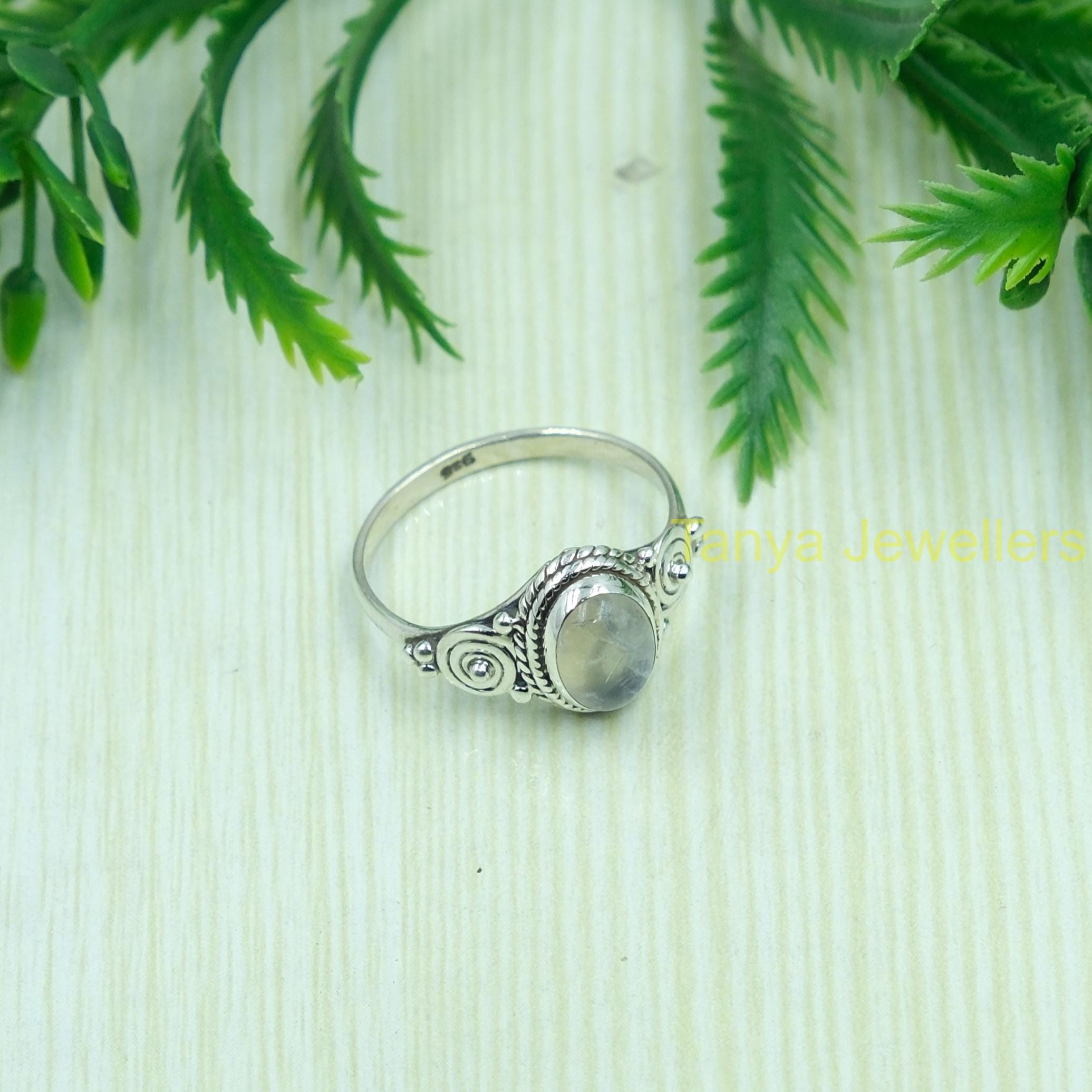 Anello In Argento 925 Con Pietra Di Luna Naturale – Fatto A Mano, Stile Bohemien
