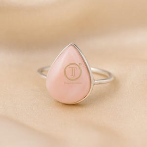 Natural Pink Opal Gemstone Ring, 925 Sterling Silver Ring, Rose Gold Yellow Gold Plated Ring, Promise Ring, Statement Jewelry Gift For Her