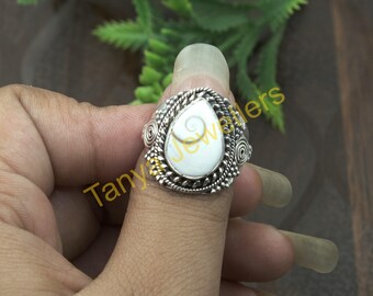 Pear Shape Shiva Eye Shell Gemstone Ring 925 Sterling Silver Handmade Design Ring Statement Ring Unique Stone Ring Christmas Gift Jewelry