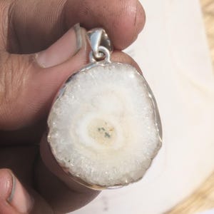White Solar Quartz Pendant 925 Sterling Silver Handmade Pendant Solar Quartz Slice Pendant Statement Pendant Necklace Gift Jewelry For Her
