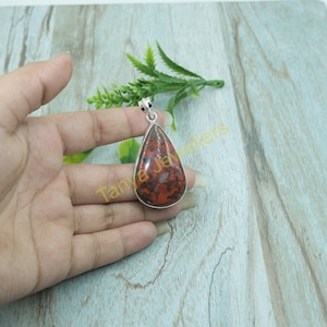 Mahogany Obsidian Jasper Pendant 925 Sterling Silver Pendant Handmade Statement Pendant Obsidian Jewelry Pendant Birthday Gift For Wife Mom