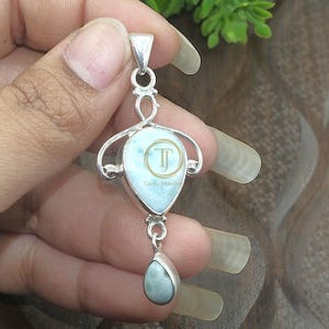 Blue Larimar Pendant Larimar Necklace 925 Sterling Silver Design Pendant Blue Stone Pendant Handmade Statement Pendant Gift Jewelry For Her