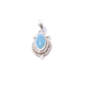 Blue Chalcedony Pendant Blue Stone Pendant Gemstone Pendant 925 Sterling Silver Pendant  Chalcedony Jewelry Christmas Gift Jewelry for Her