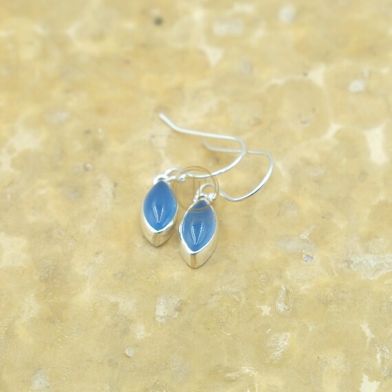 Bijoux et Objets - Orecchini con calcedonio blu in argento 925 - Dimensioni della pietra 12mm