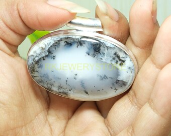 Large Dendrite Opal Pendant 925 Sterling Silver Pendant Statement Pendant Gemstone Pendant Necklace Handmade Pendant Dendrite Opal Jewelry