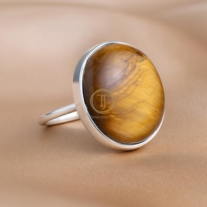 Brown Tiger Eye Ring 925 Sterling Silver Ring, Boho Ring, Natural Tiger Eye, Rose Gold Yellow Gold Plated Ring, Handmade Gift Ring For Her