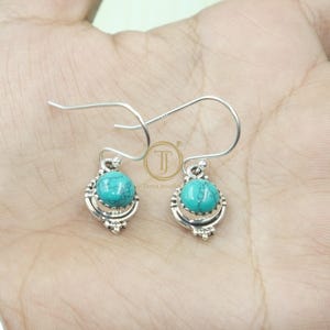 Tibetan Turquoise Earrings, 925 Sterling Silver Dangle Earrings, Earrings for Women, Handmade Earrings, Turquoise Jewelry, Gift for Her