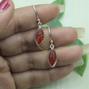 Carnelian Stone Earrings Dangle Earrings 925 Silver Earrings Handmade Earrings Gemstone Earrings Carnelian Jewelry Red Stone Earrings Gift