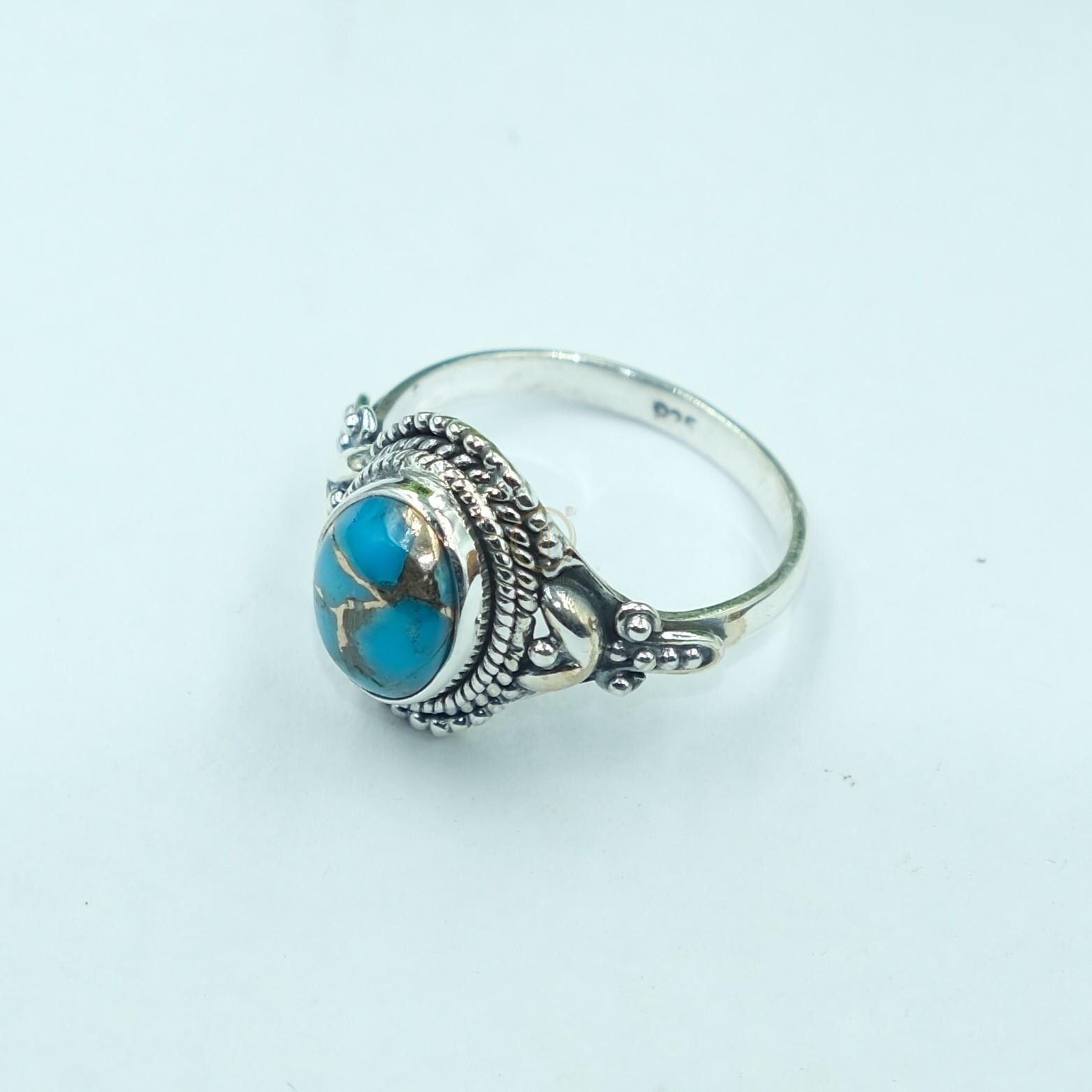 Natural Turquoise Ring Blue Turquoise Ring Copper Turquoise Ring