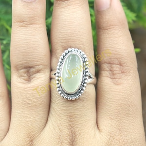 Green Prehnite Ring 925 Sterling Silver Ring Handmade Statement Ring Stacking Ring Green Stone Ring Prehnite Christmas Valentines Day Gift