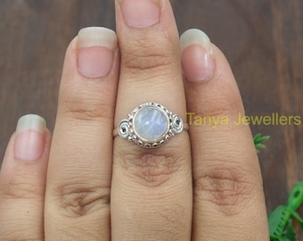 Moonstone Ring, 925 Sterling Silver Ring, Handmade Ring, Minimalist Ring, Engagement Rings for Women, Moonstone Birthday Gift Jewelry