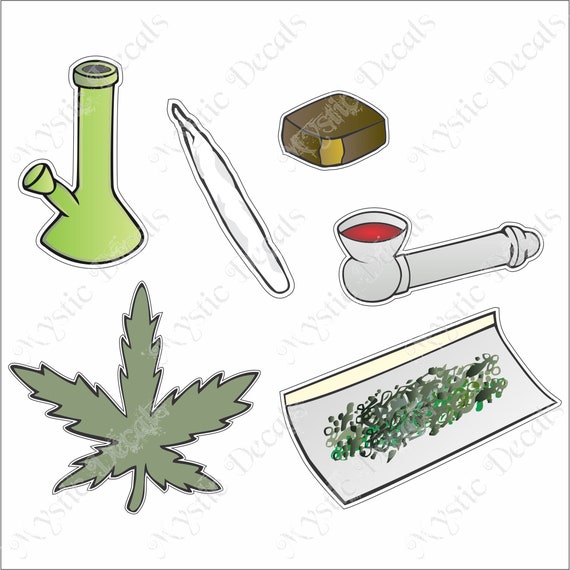 Weed Drawings 6 Pack Digital Download Vector Graphic Eps, Cdr, Ai.