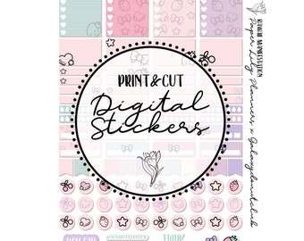 Kawaii Print & Cut Planner Stickers - Erin Condren - 8.5 x 11 inches - 300dpi