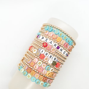 COMPLETE SET Eras Tour Bracelets Gold Collection | Eras Tour Friendship Bracelets | Custom Word Bracelet | Custom Bracelet