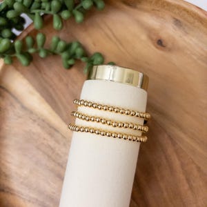 Gold Bead Stretch Bracelet | 18k Gold Plated Stackable Bracelet | Dainty Everyday Bracelet | Minimalist Gold Jewelry | Gift Under 15
