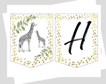 Safari Birthday Banner, Happy Birthday Banner, Printable Digital Download Jungle Animal Garland