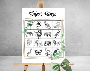 Safari Animal Birthday Bingo, Printable Birthday Games and Activities, Jungle Zoo Animal Game, Digital Download